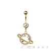 316L SURGICAL STEEL MULTI CZ PLANET STAR DANGLE BELLY BUTTON NAVEL RING 
